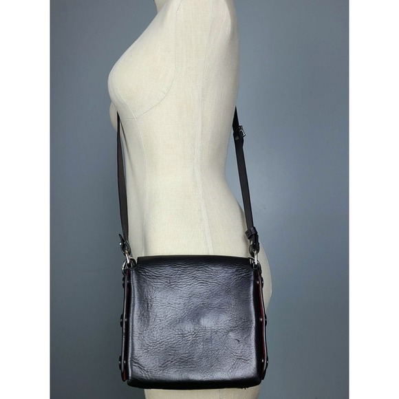 NWOT Rag & Bone Micro Atlas Crossbody Bag Black Embossed Leather Purse Snap Open